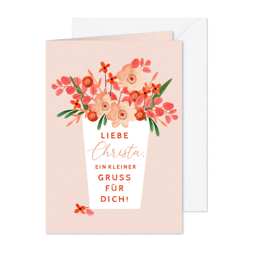 Grußkarte Blumenstrauß in Vase - Karteneindruck