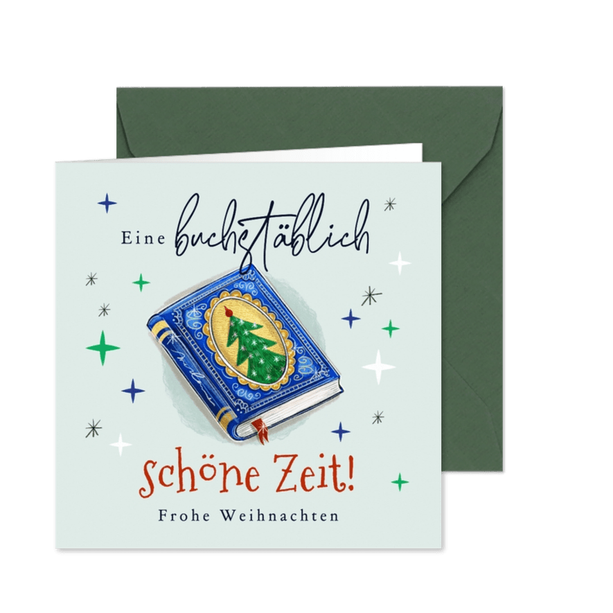 Grußkarte 'buchstäblich schöne Weihnachten'  - Karteneindruck
