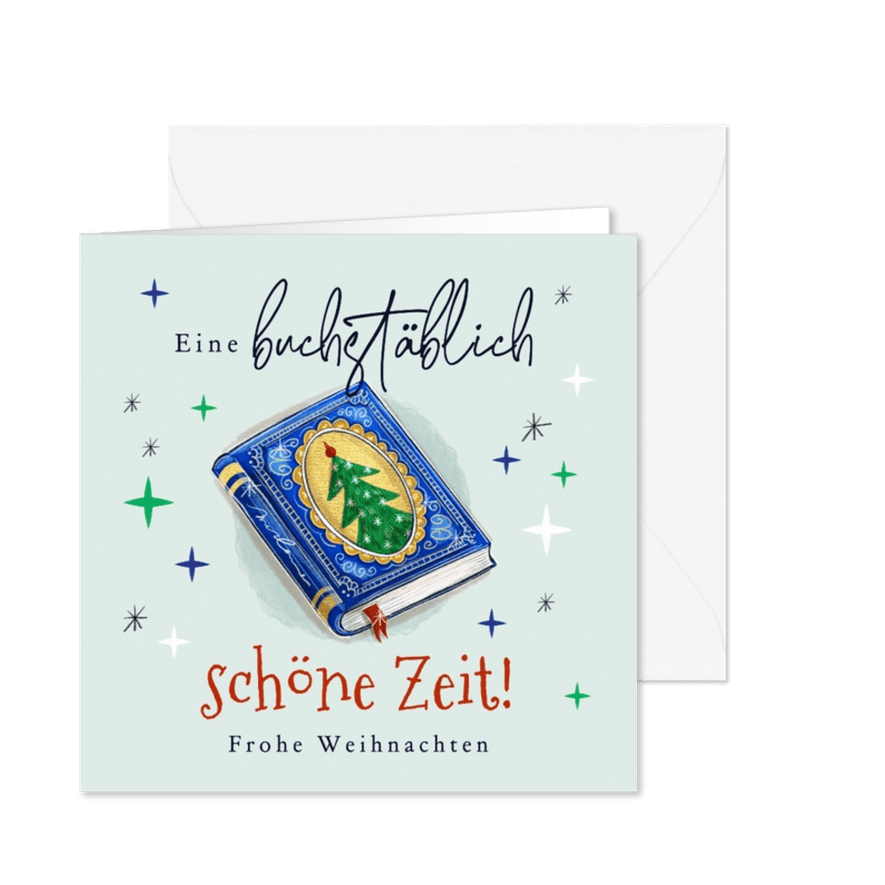 Grußkarte 'buchstäblich schöne Weihnachten' - Karteneindruck