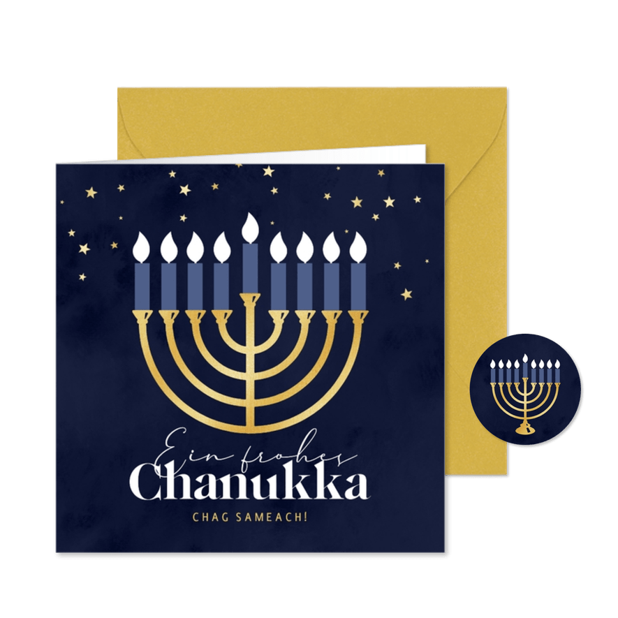 Grußkarte Chanukka Kerzenleuchter - Karteneindruck
