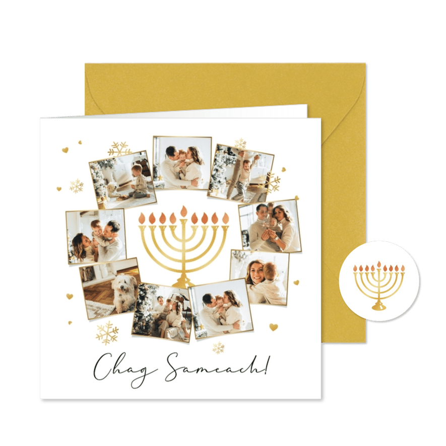 Grußkarte Chanukka mit Fotocollage - Karteneindruck