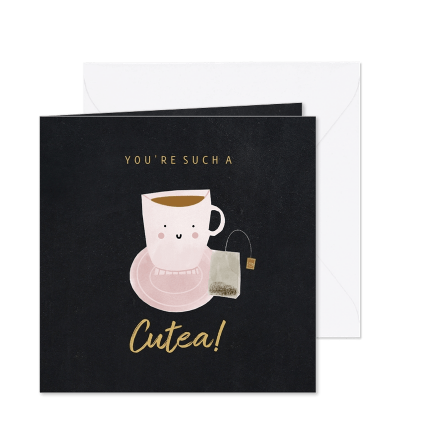 Grußkarte 'cutea' mit Teetasse und Foto innen - Karteneindruck