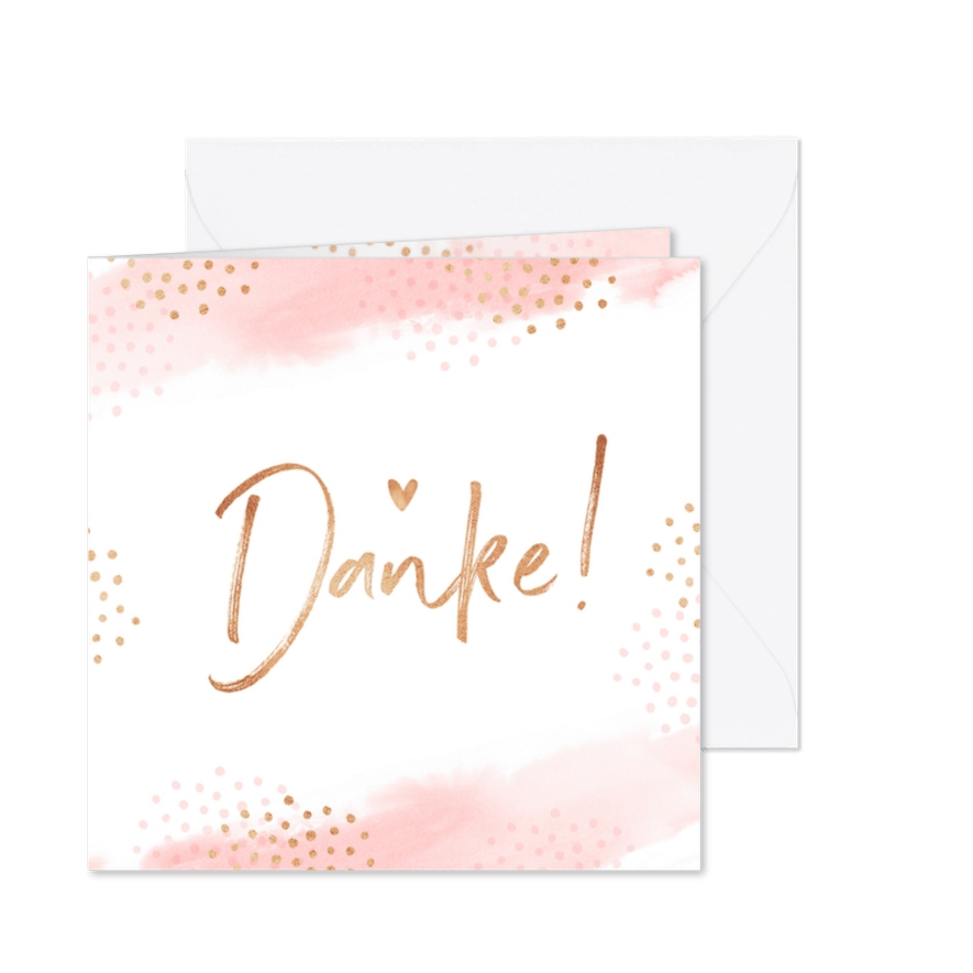 Grußkarte Danke Aquarell rosa - Karteneindruck