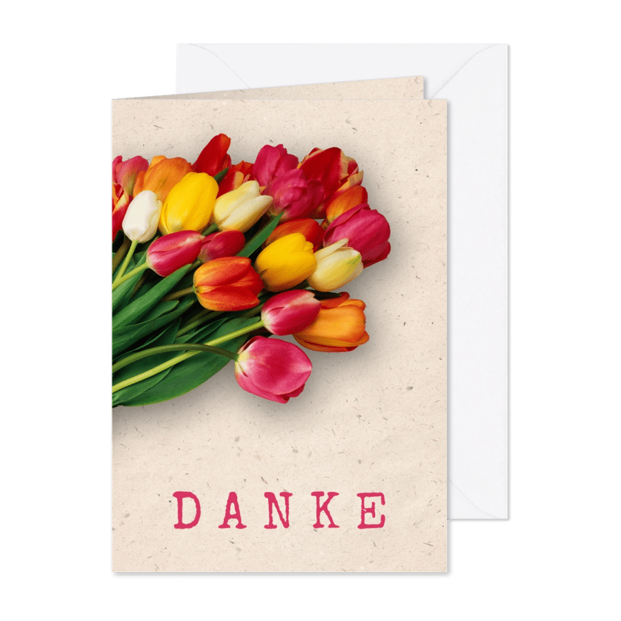 Grußkarte Danke mit Tulpen - Karteneindruck