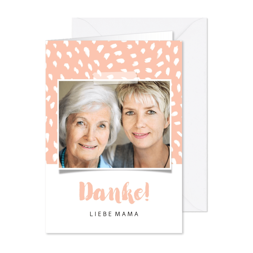 Grußkarte Danke trendy Muster und Foto - Karteneindruck
