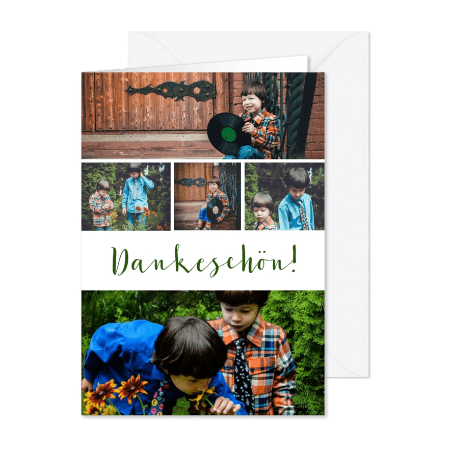 Grußkarte Dankeschön mit Fotocollage - Karteneindruck