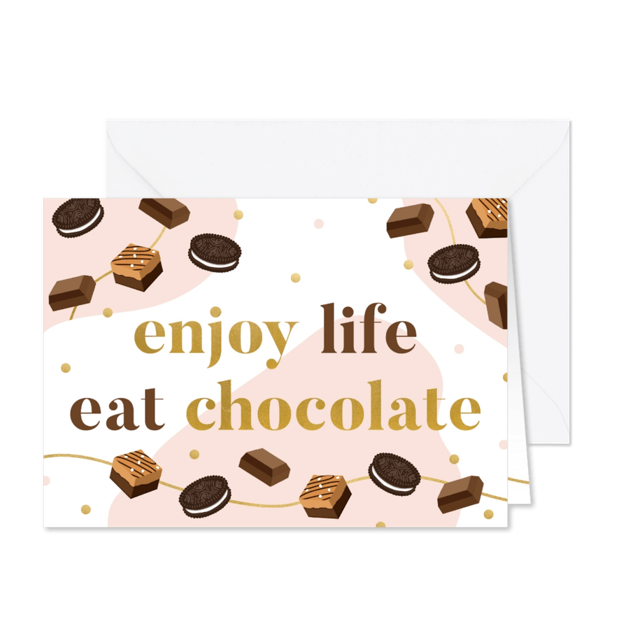 Grußkarte 'Enjoy life, eat chocolate' - Karteneindruck