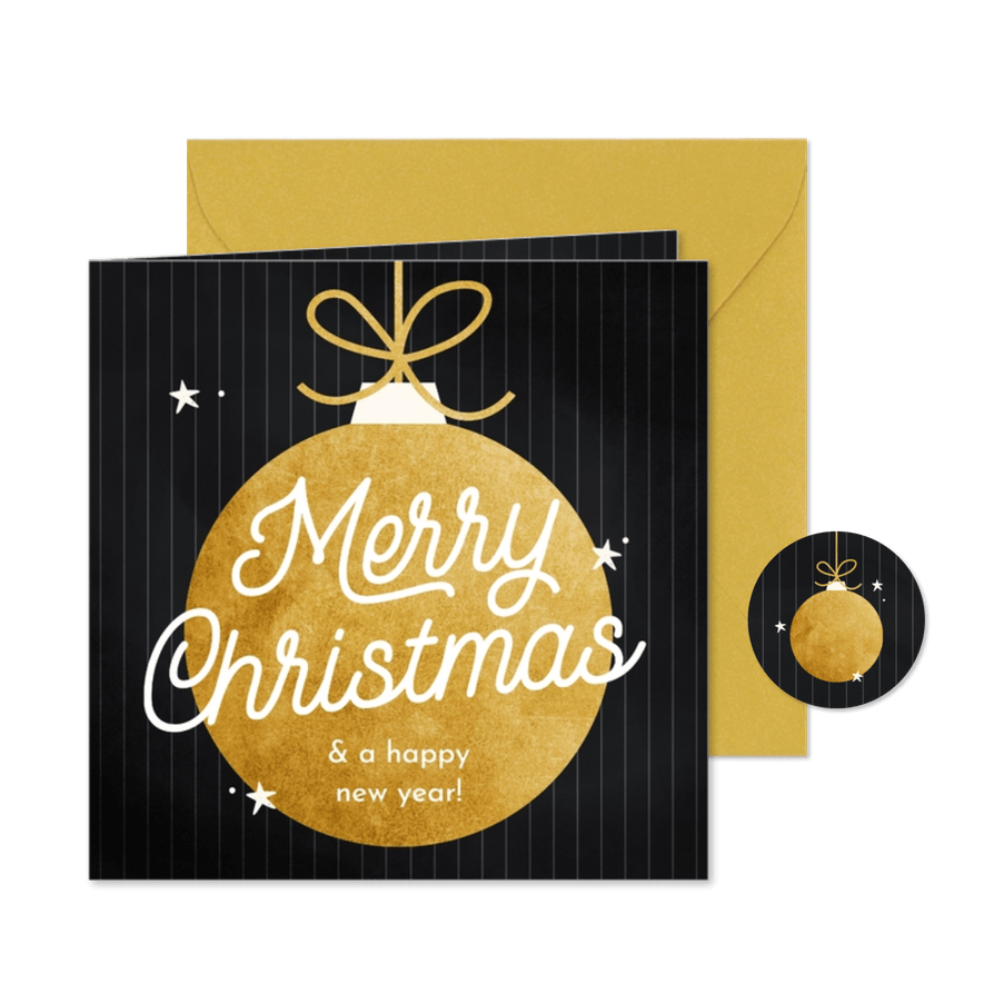 Grußkarte Firma Weihnachtskugel 'Merry Christmas' Streifen - Karteneindruck
