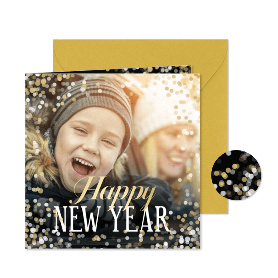 Grußkarte Foto Neujahr 'Happy New Year' - Karteneindruck