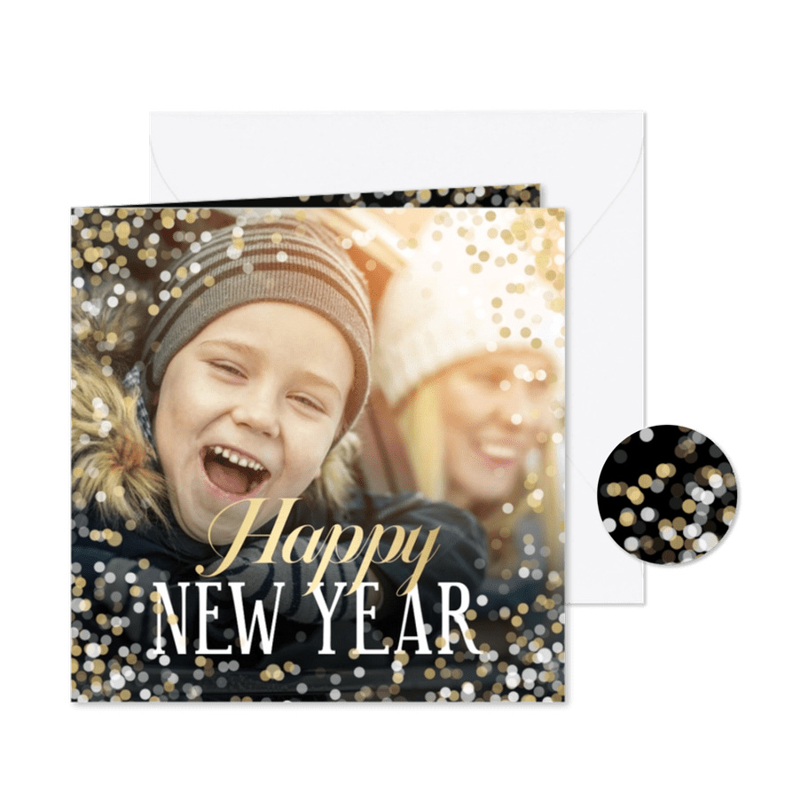 Grußkarte Foto Neujahr 'Happy New Year' - Karteneindruck