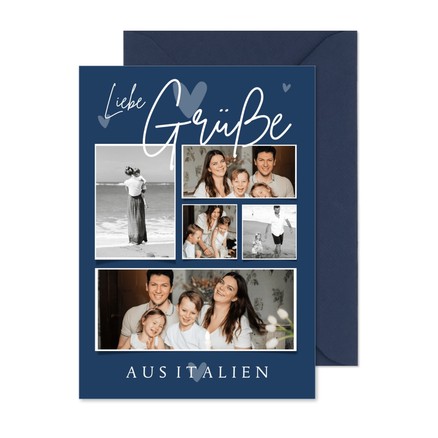 Grußkarte Fotocollage fünf Fotos - Karteneindruck