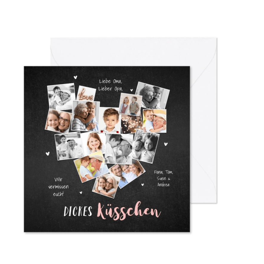 Grußkarte Fotocollage Herz Kreidelook - Karteneindruck