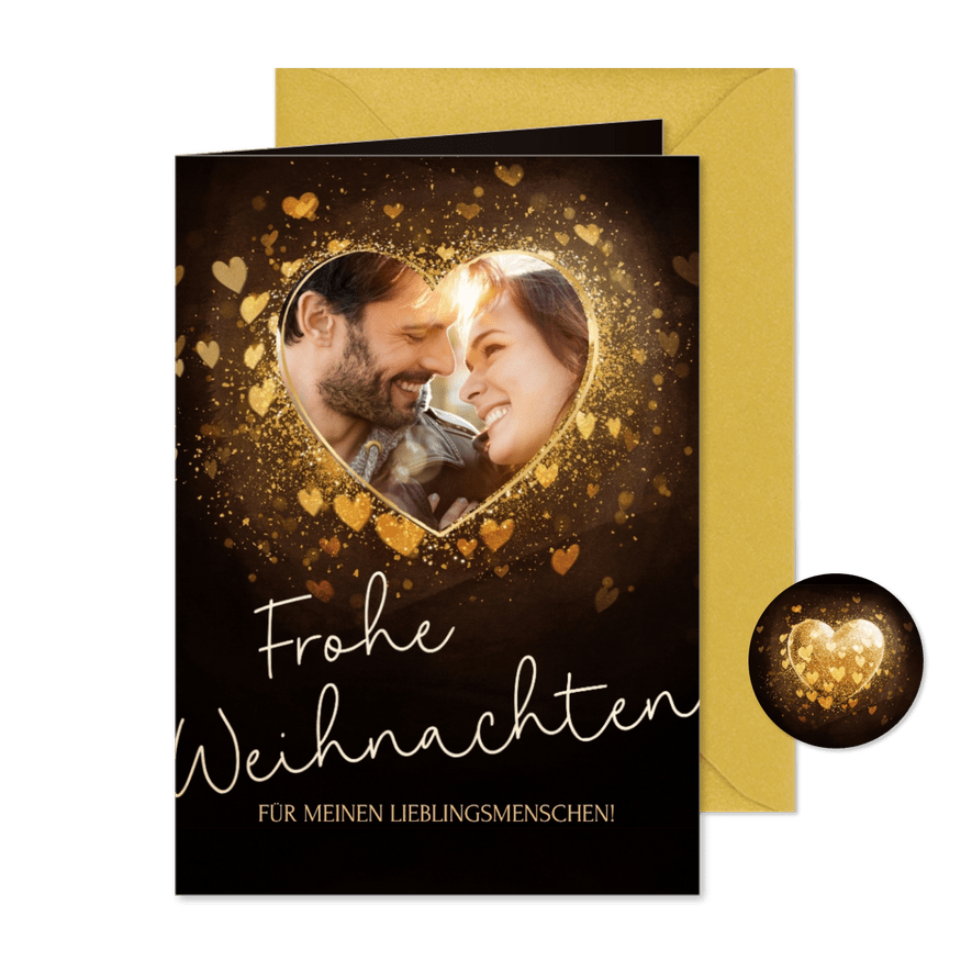 Grußkarte 'Frohe Weihnachten' Fotoherz - Karteneindruck