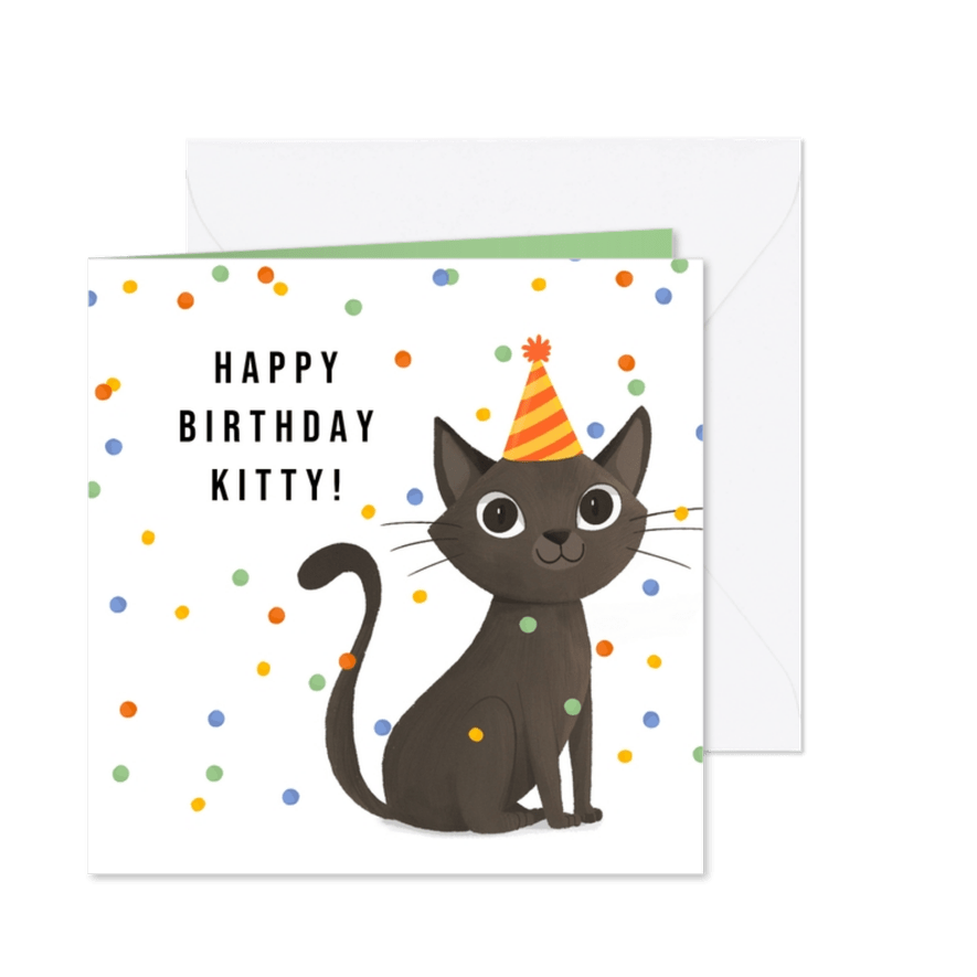 Grußkarte Geburtstag 'Birthday Kitty' - Karteneindruck