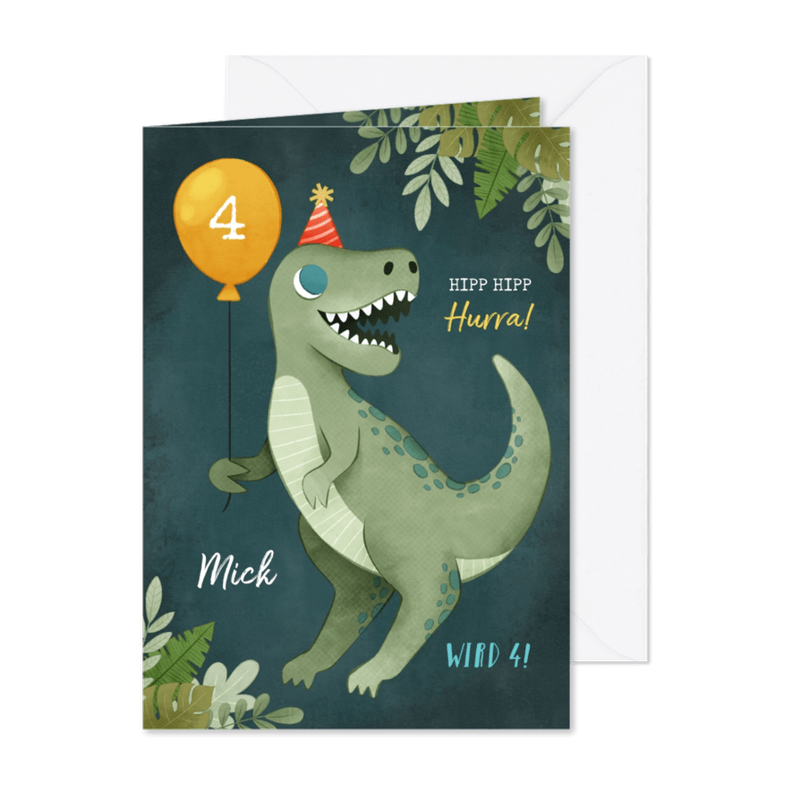 Grußkarte Geburtstag Kind Dinosaurier - Karteneindruck