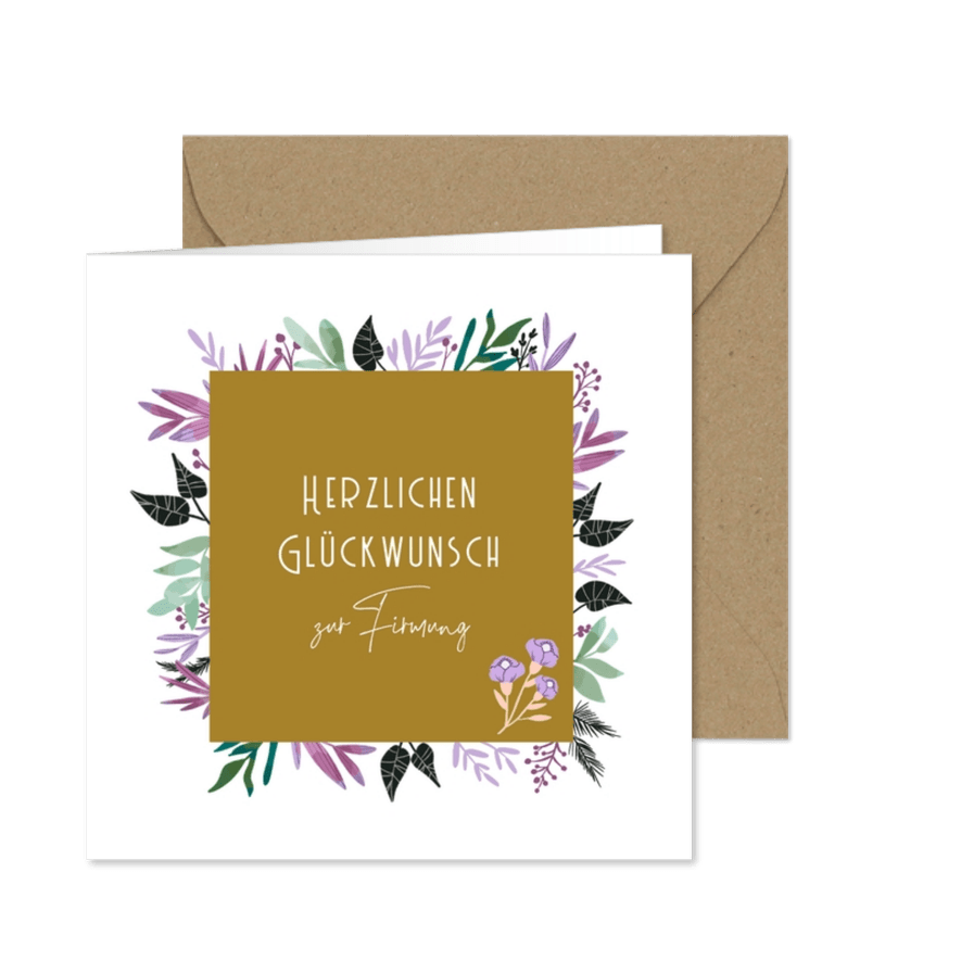 Grußkarte Glückwunsch Firmung Blumen und Zweige - Karteneindruck