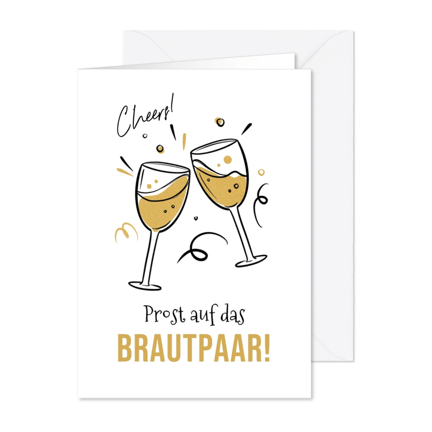Grußkarte Glückwunsch 'Prost auf das Brautpaar' - Karteneindruck
