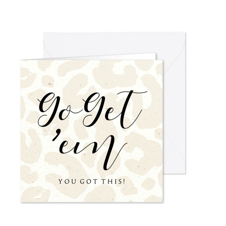 Grußkarte 'Go get 'em' Leoparden-Muster - Karteneindruck
