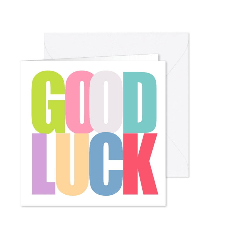 Grußkarte Good Luck bunte Buchstaben - Karteneindruck