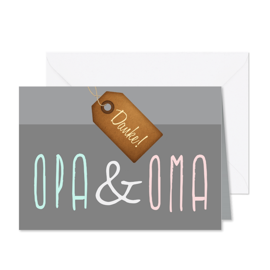 Grußkarte grau Danke an Oma und Opa - Karteneindruck