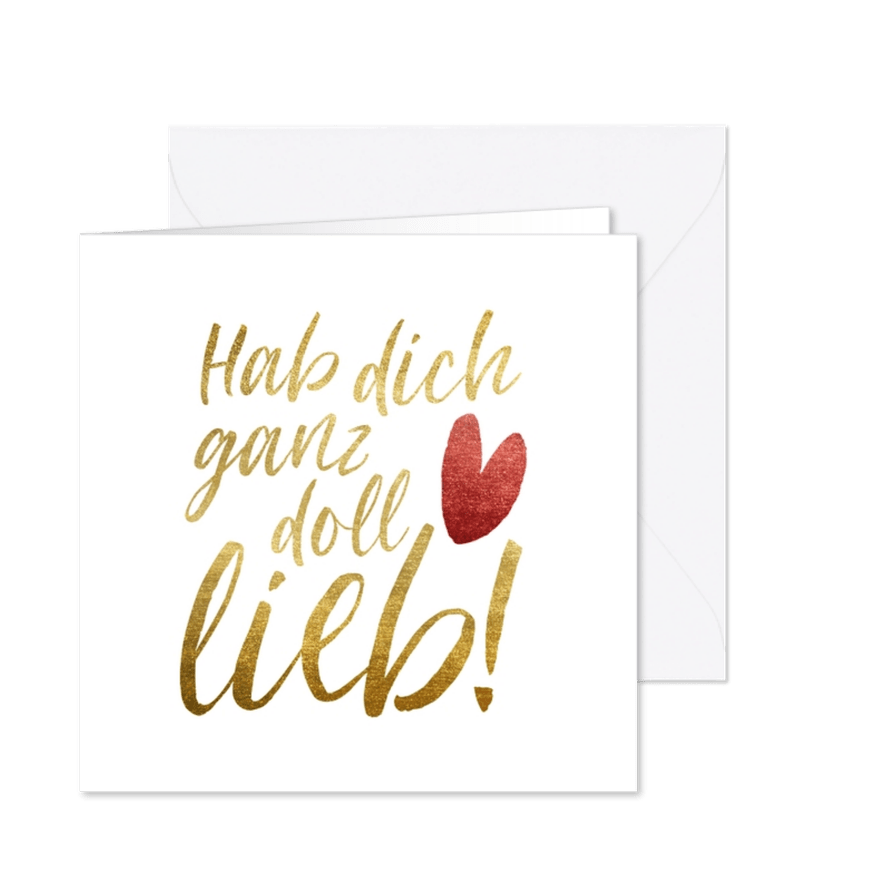 Grußkarte 'Hab dich ganz doll lieb' Goldlook - Karteneindruck