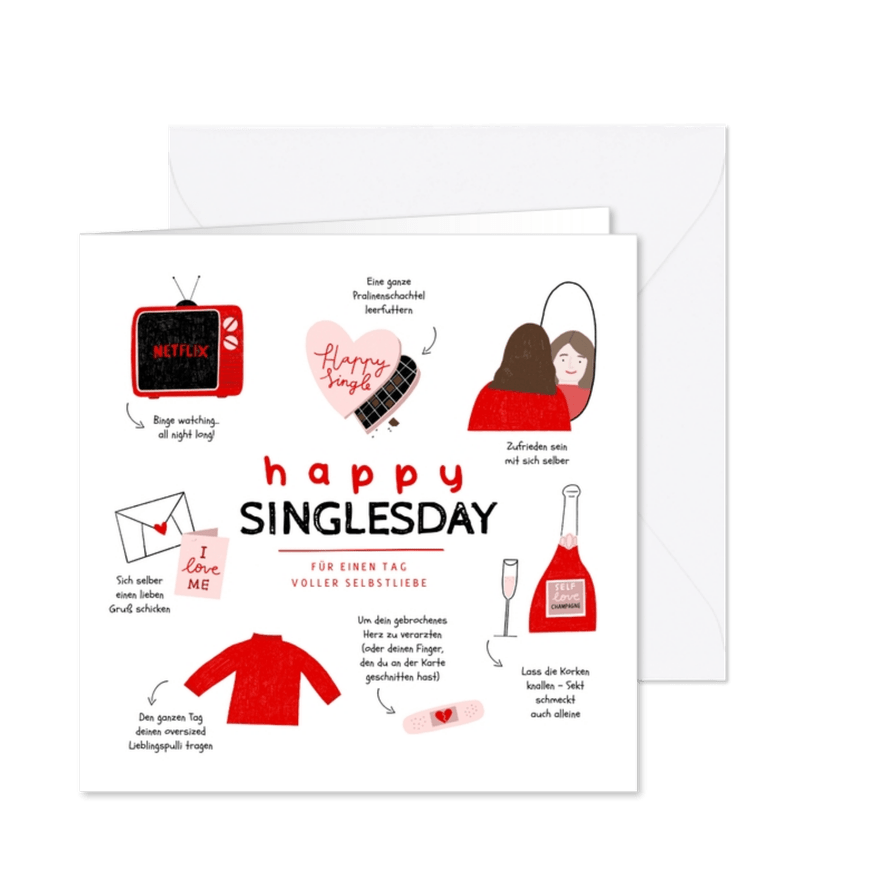 Grußkarte Happy Single Day - Karteneindruck
