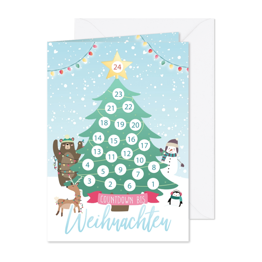 Grußkarte Kinder Adventskalender zum Abstreichen - Karteneindruck