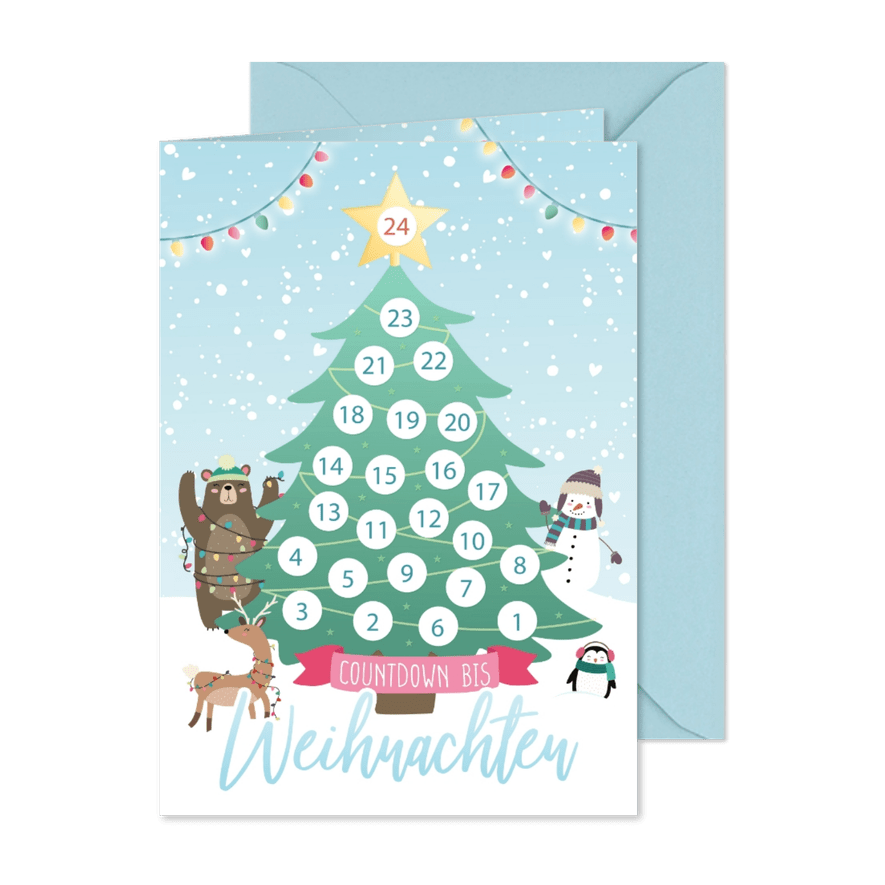 Grußkarte Kinder Adventskalender zum Abstreichen - Kartenvorschau
