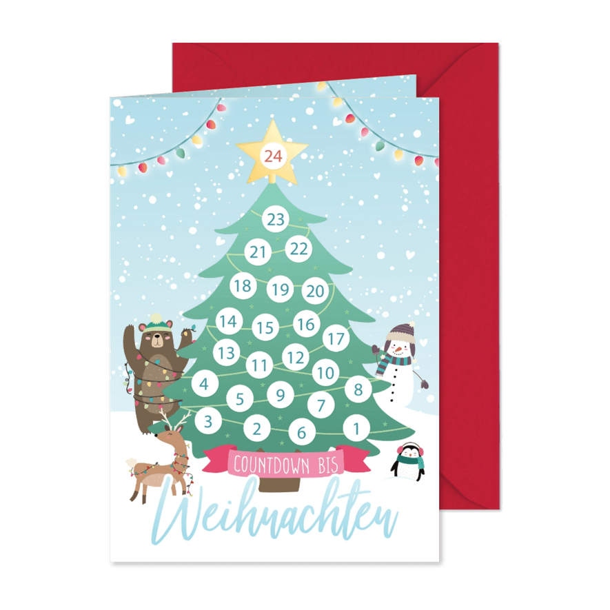Grußkarte Kinder Adventskalender zum Abstreichen - Karteneindruck
