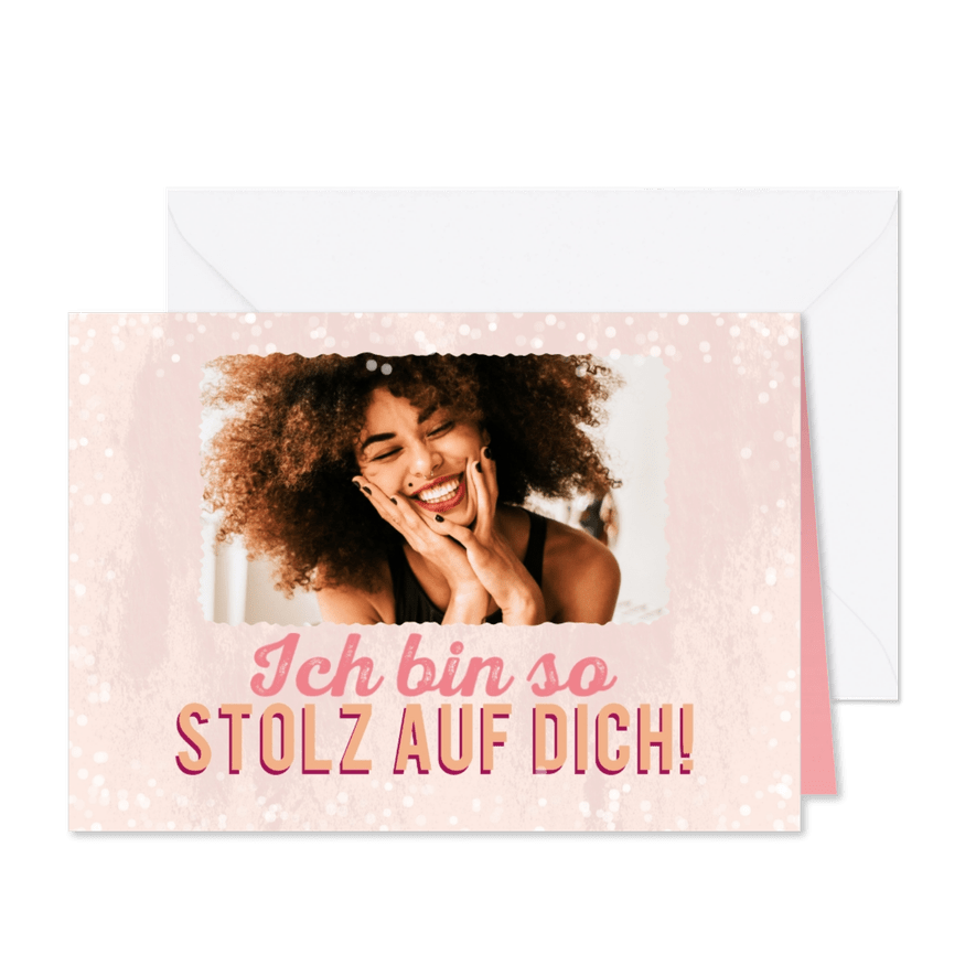 Grußkarte Kompliment 'Stolz auf dich' - Karteneindruck