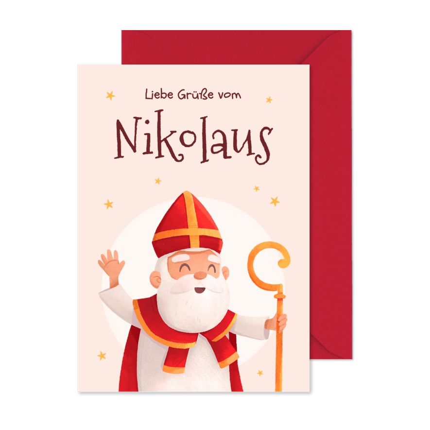 Grußkarte 'Liebe Grüße vom Nikolaus' - Karteneindruck
