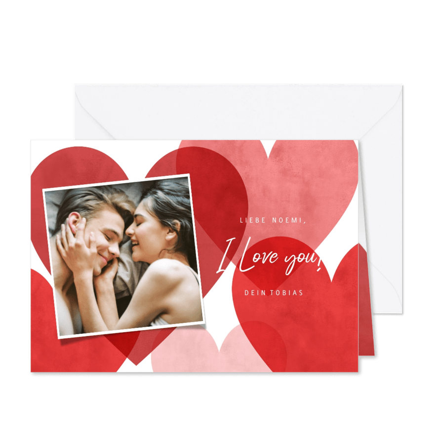 Grußkarte Liebe Herzen & Foto - Karteneindruck
