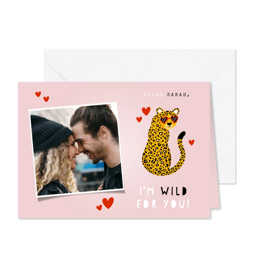 Grußkarte Liebe 'I'm wild for you' mit Panther - Karteneindruck