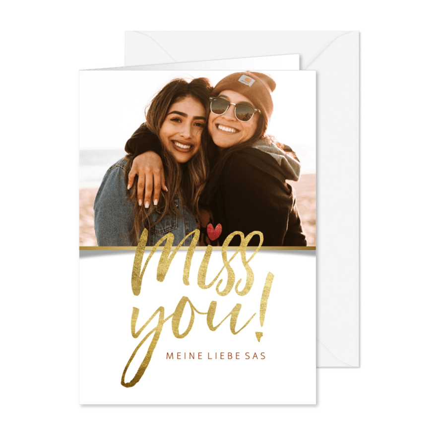 Grußkarte 'Miss you' eigenes Foto - Karteneindruck
