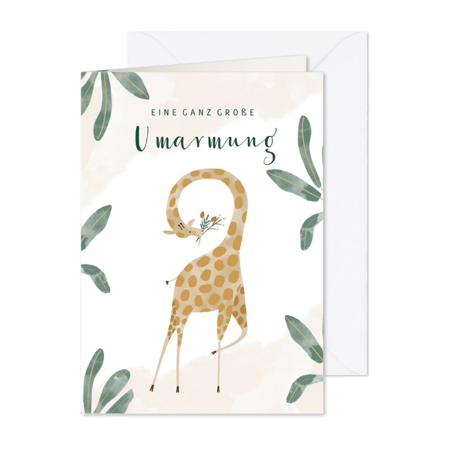 Grußkarte mit Giraffe und Wasserfarben - Karteneindruck