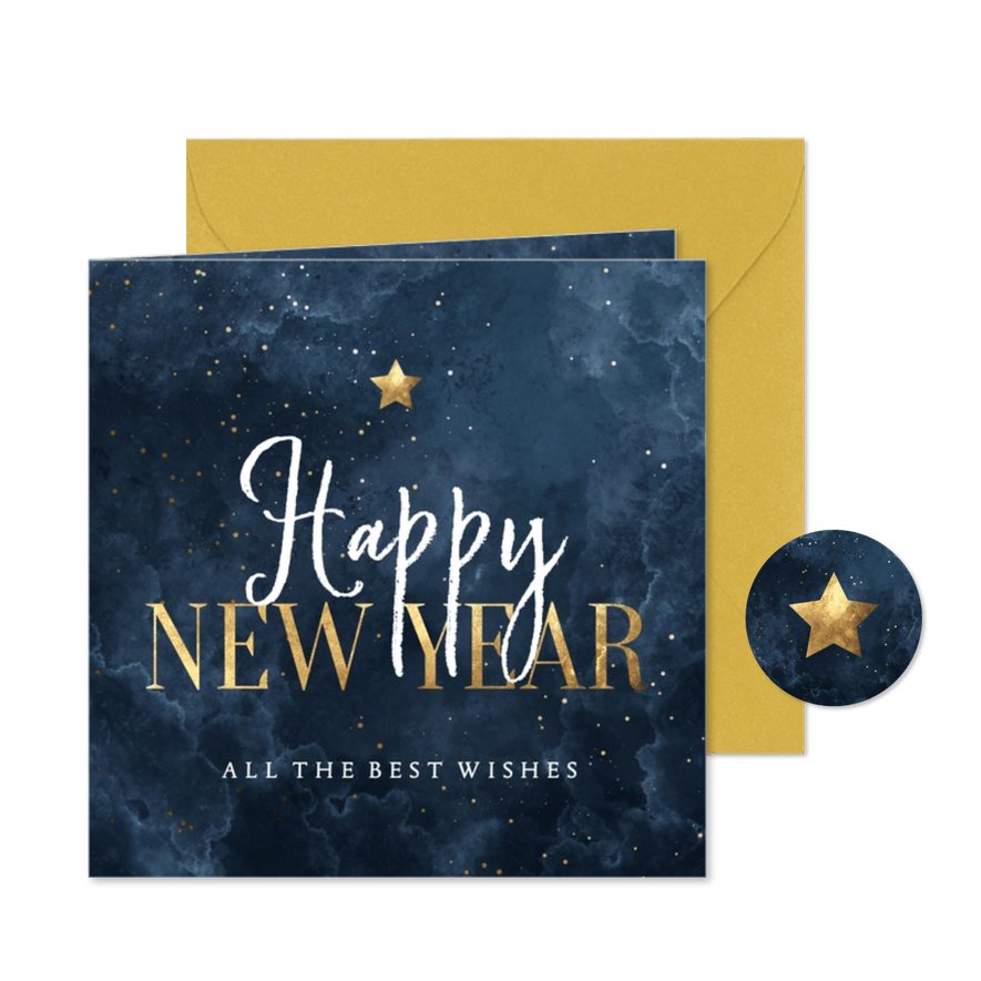 Grußkarte Neujahr 'Happy New Year' - Karteneindruck
