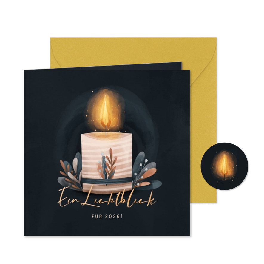 Grußkarte Neujahr Lichtblick Kerzenflamme - Karteneindruck