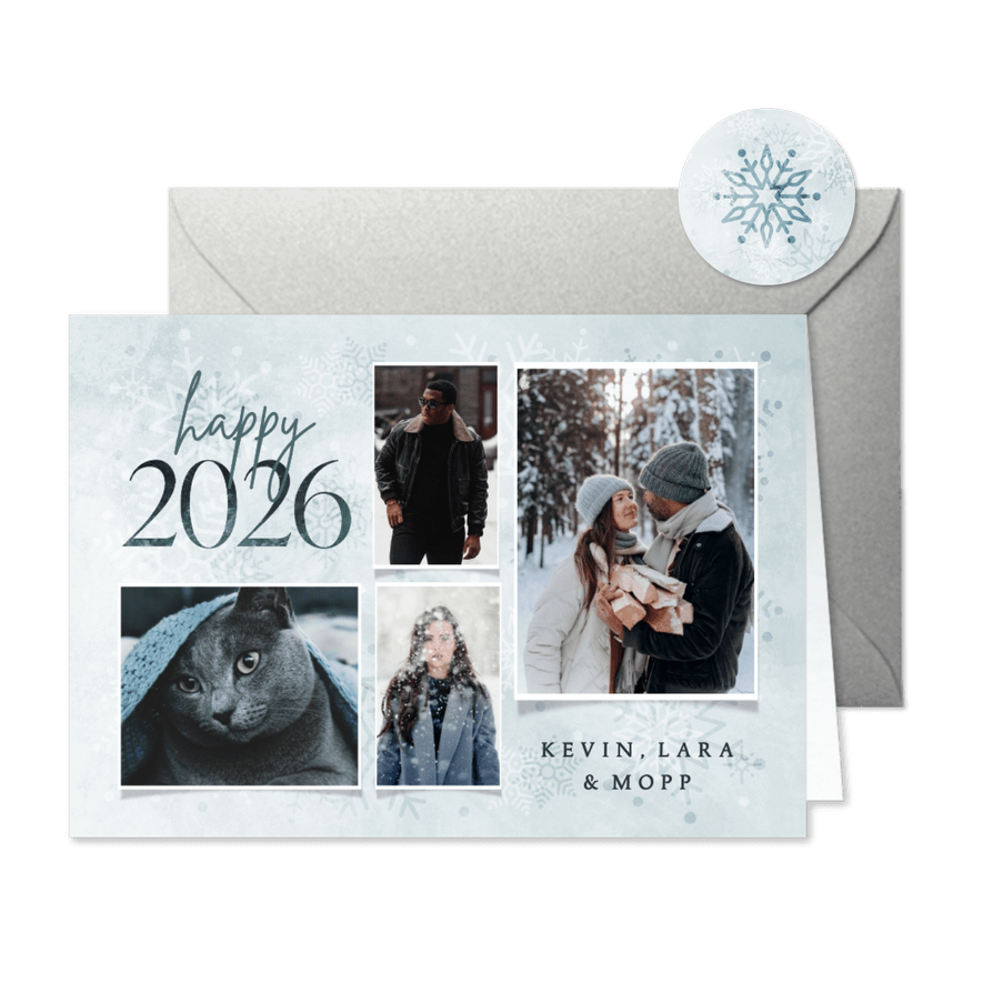 Grußkarte Neujahr mit Fotocollage - Karteneindruck