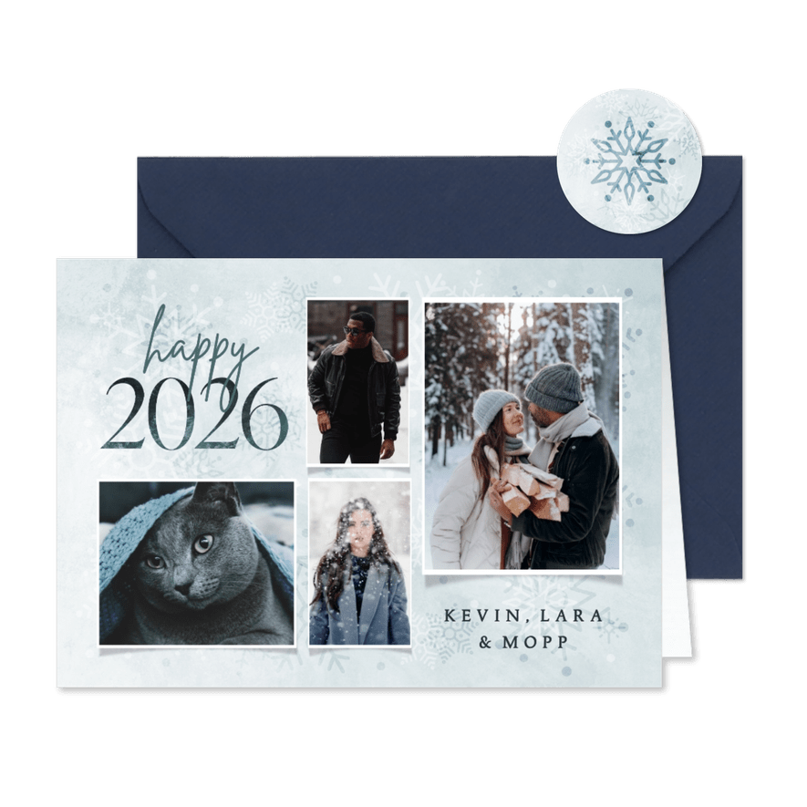Grußkarte Neujahr mit Fotocollage - Karteneindruck