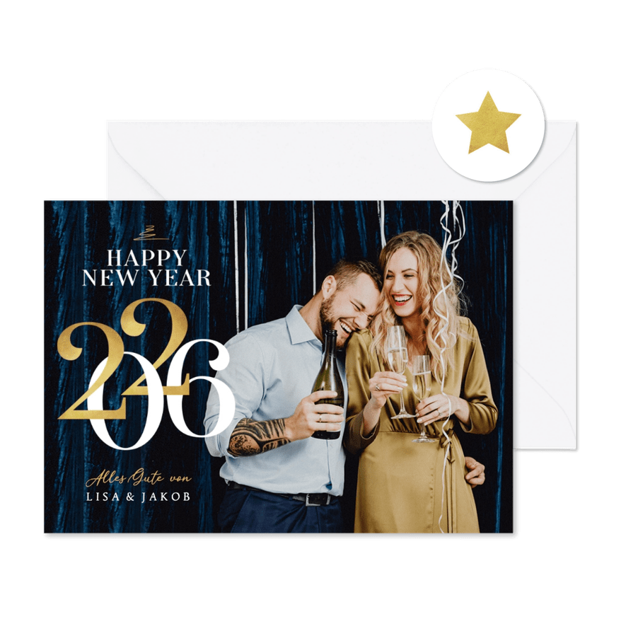 Grußkarte Neujahr mit großem Foto - Karteneindruck
