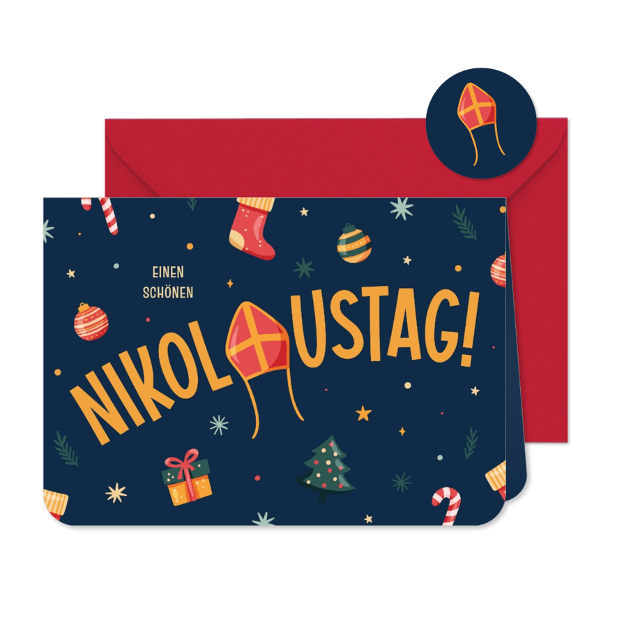 Grußkarte Nikolaustag kleine Symbole - Karteneindruck