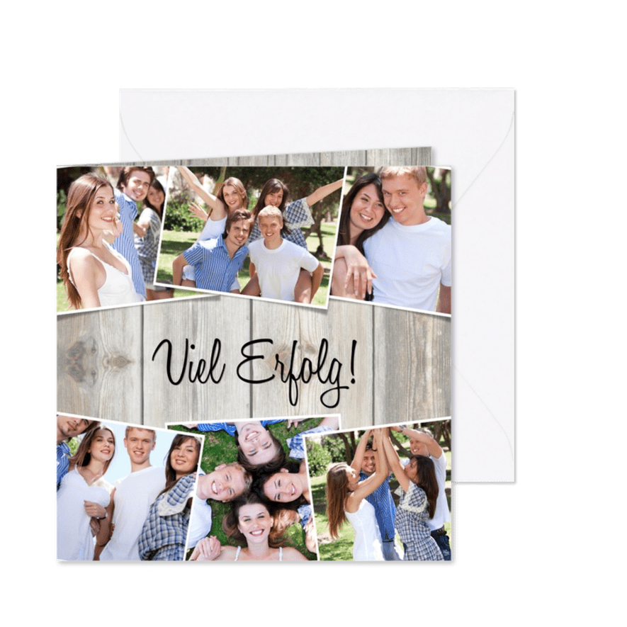 Grußkarte Viel Erfolg Fotocollage rustikal - Karteneindruck