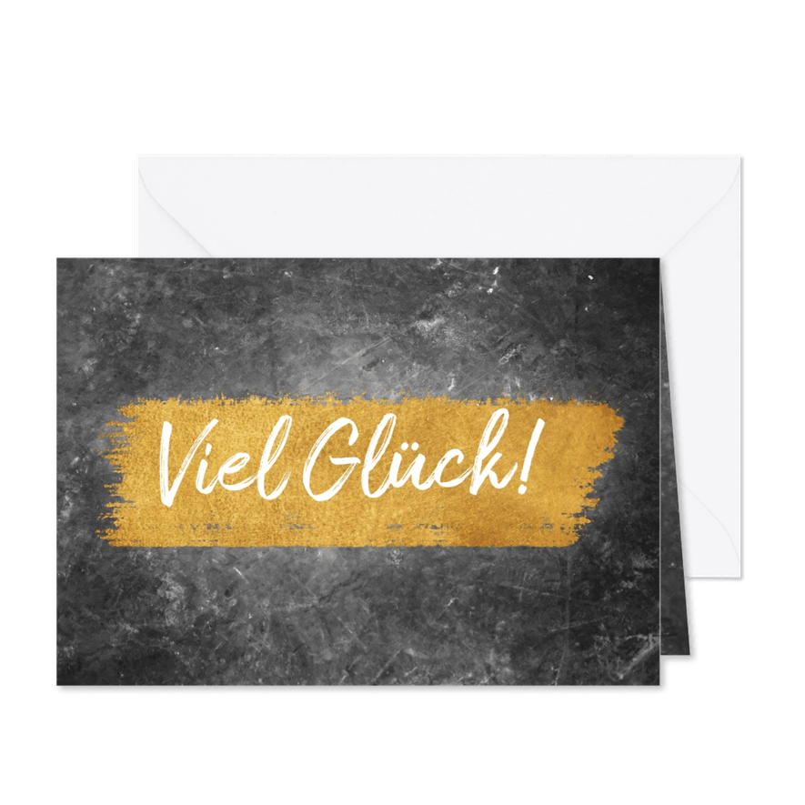 Grußkarte Viel Glück Goldstreifen - Karteneindruck