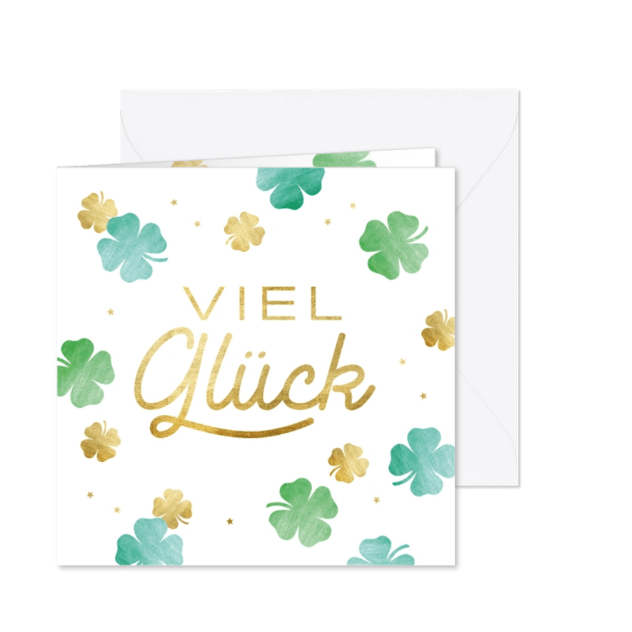 Grußkarte Viel Glück Kleeblatt - Karteneindruck