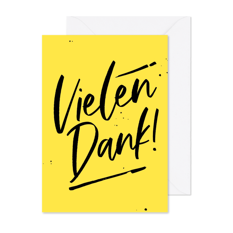 Grußkarte Vielen Dank Schreibschrift gelb - Karteneindruck