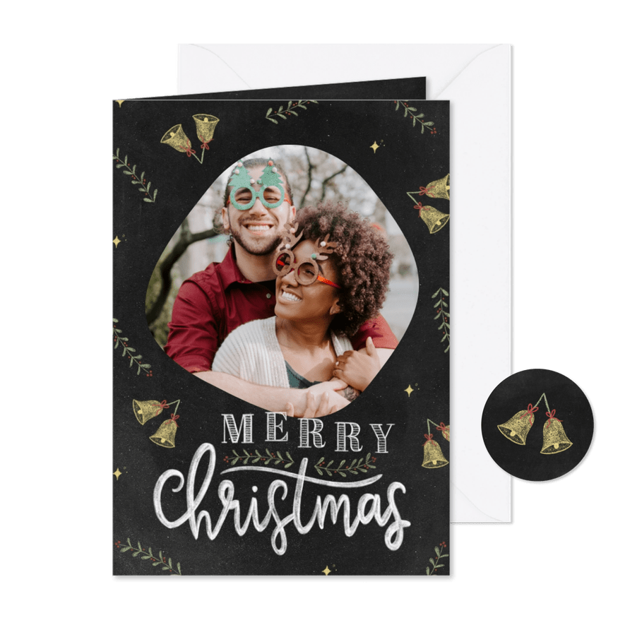 Grußkarte Weihnachten Foto & 'Merry Christmas' Kreidelook - Karteneindruck