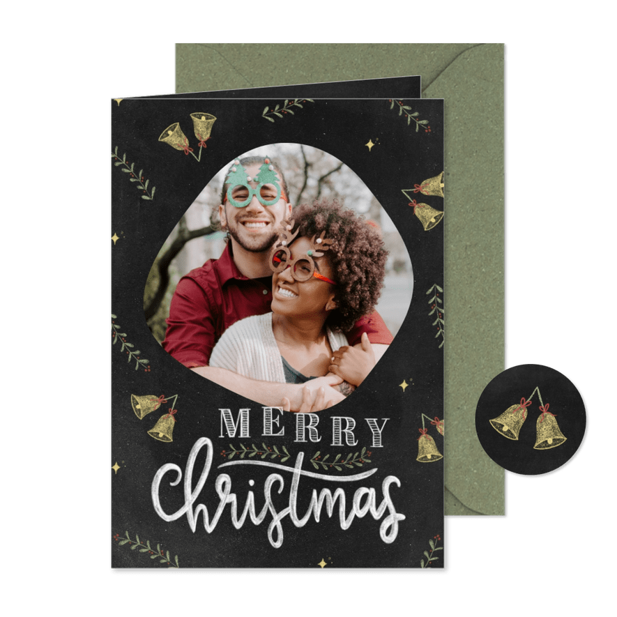 Grußkarte Weihnachten Foto & 'Merry Christmas' Kreidelook - Karteneindruck
