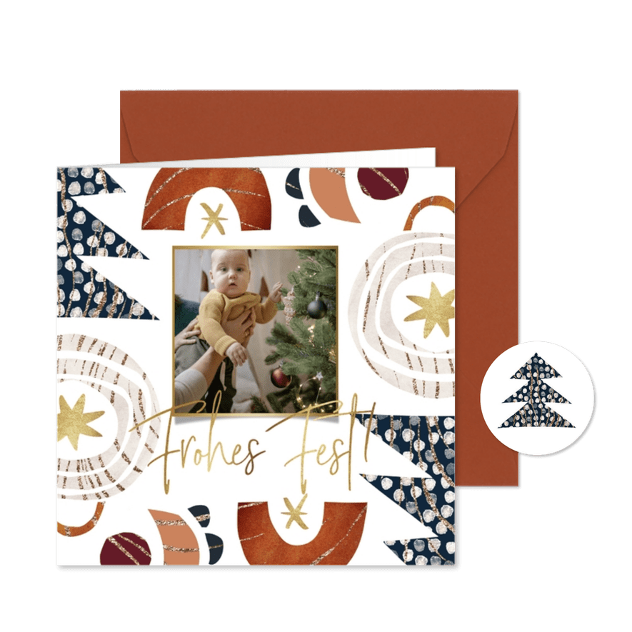 Grußkarte Weihnachten Foto und Weihnachtssymbole - Karteneindruck
