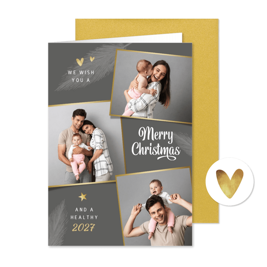 Grußkarte Weihnachten Fotocollage 'Merry Christmas' - Kartenvorschau