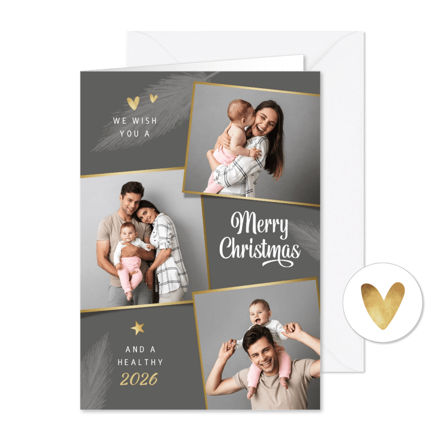 Grußkarte Weihnachten Fotocollage 'Merry Christmas' - Karteneindruck